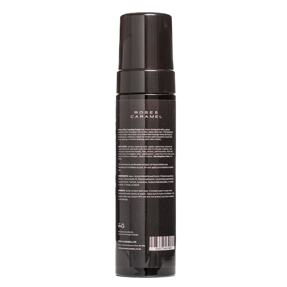 Rose & Caramel Velvety Self-Tanning Mousse application mitt for smooth, even coverage.