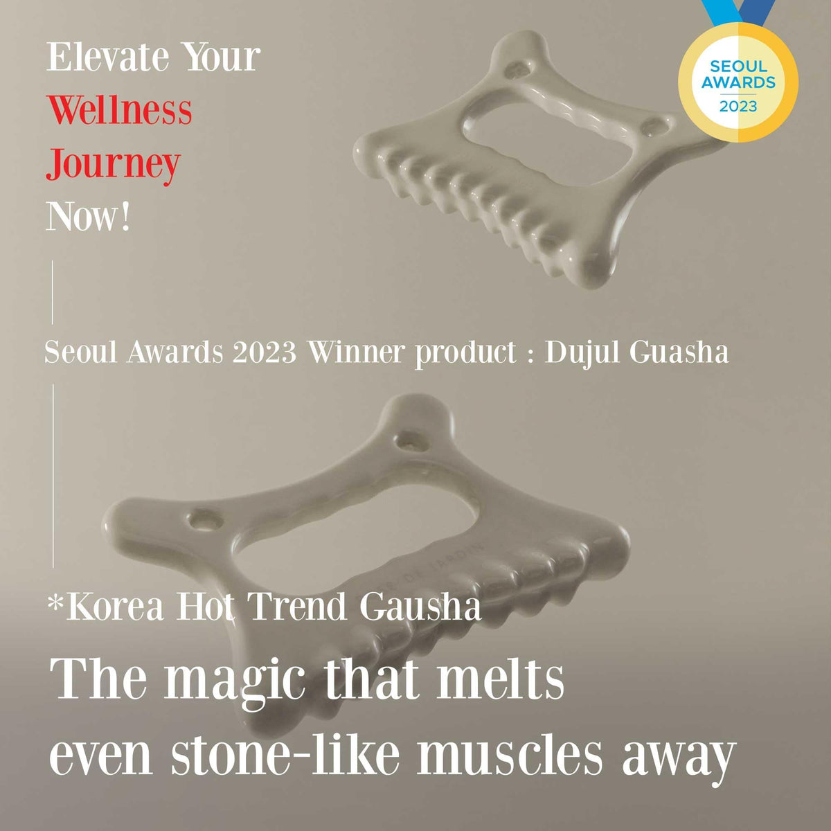 Rose de Jardin ceramic gua sha body for relaxing massage and lymphatic support.