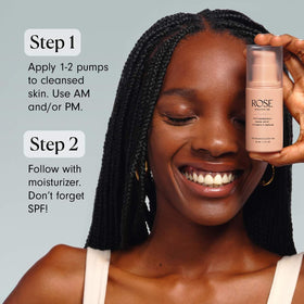 ROSE Ingleton MD FutureBright 1 oz bottle highlights vegan, fragrance-free facial care.