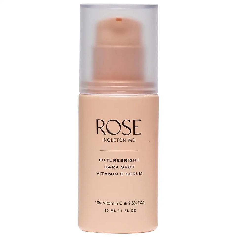 ROSE Ingleton MD FutureBright serum bottle with clean packaging for daily brightening routine.