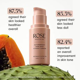 ROSE Ingleton MD FutureBright serum's milky texture glides on gently for brightening.