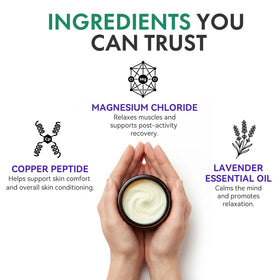 Roseblem magnesium cream jar showing rich, moisturizing texture.