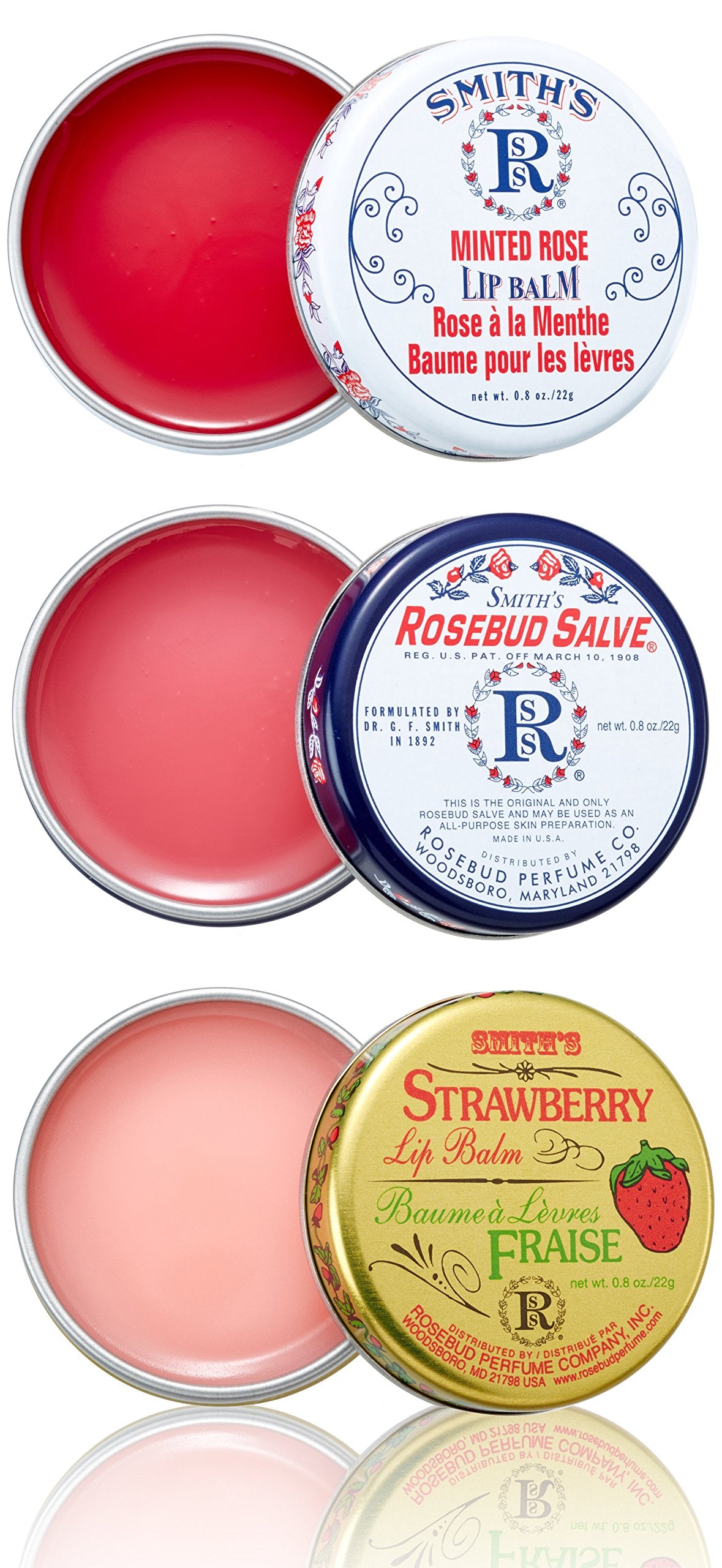 Rosebud Salve Three Layers Lip Balm twist applicator for smooth, moisturized lips.