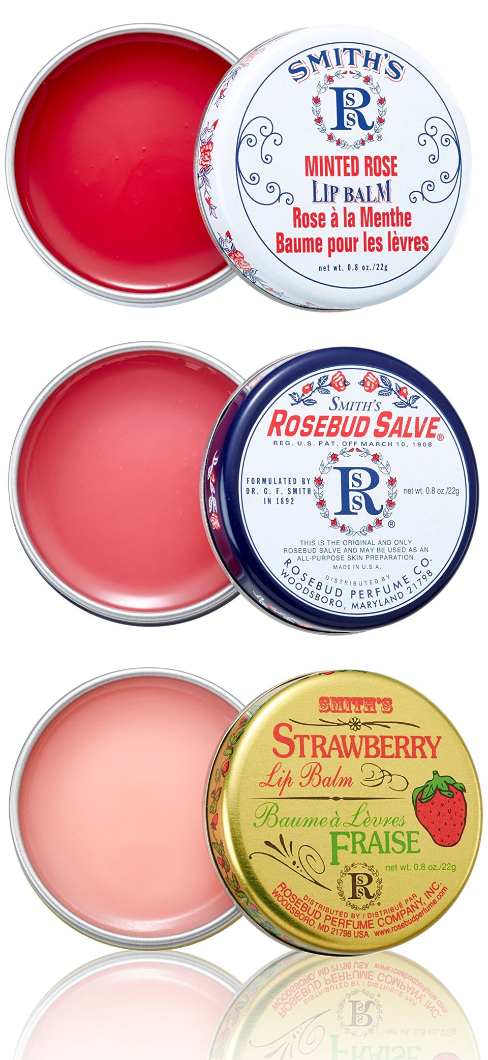 Rosebud Salve Three Layers Lip Balm twist applicator for smooth, moisturized lips.