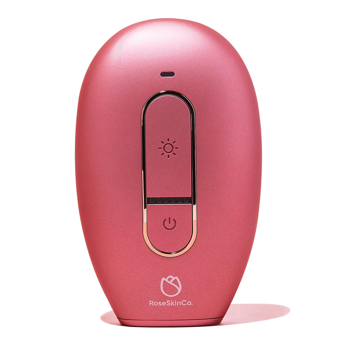 RoseSkinCo Lumi IPL handheld device, palm sized for at home use and easy storage.