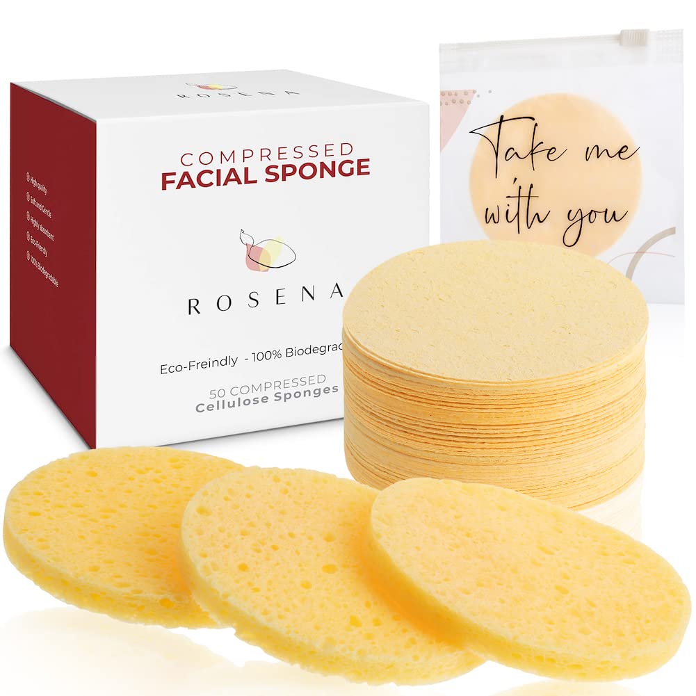 ROSENA facial sponges 50-pack bundle for daily cleansing