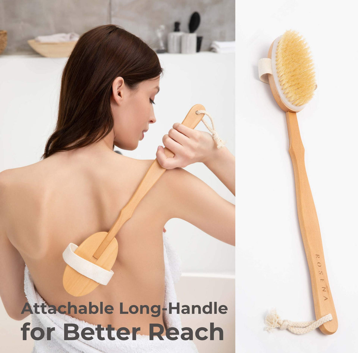 ROSENA natural boar bristles for effective exfoliation without scratching