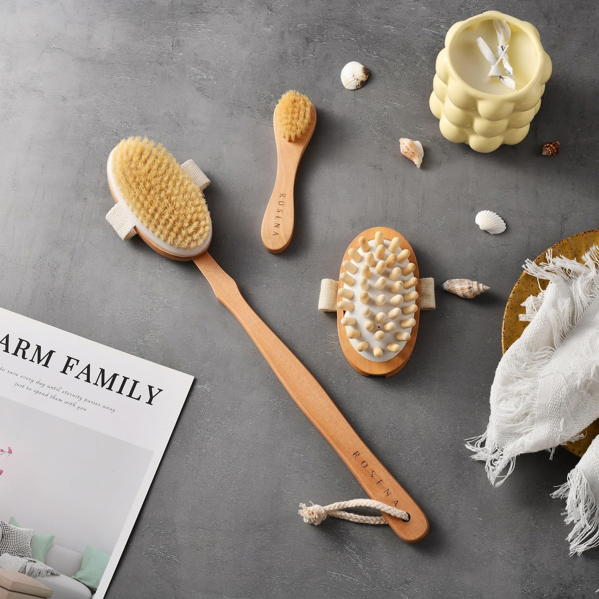 ROSENA stylish packaging with clear dry brushing instructions