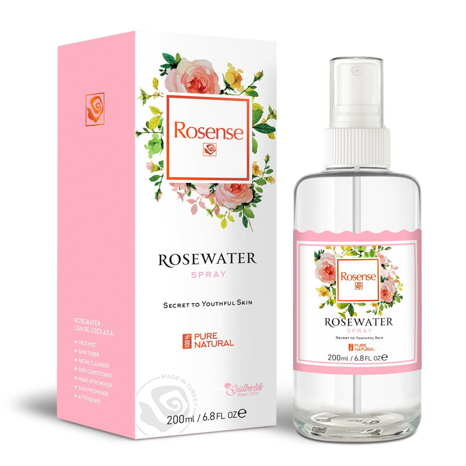 Rosense glass bottle rosewater toner for refreshing hydration and premium packaging