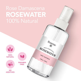 Close-up of Rosense rosewater mist sprayer, quick refreshing skin during the day.