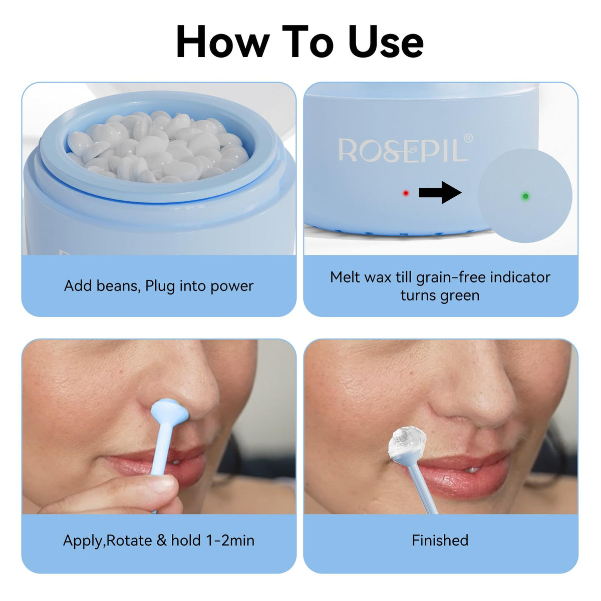ROSEPIL multi-zone precision care for nose, ears, eyebrows and lips.