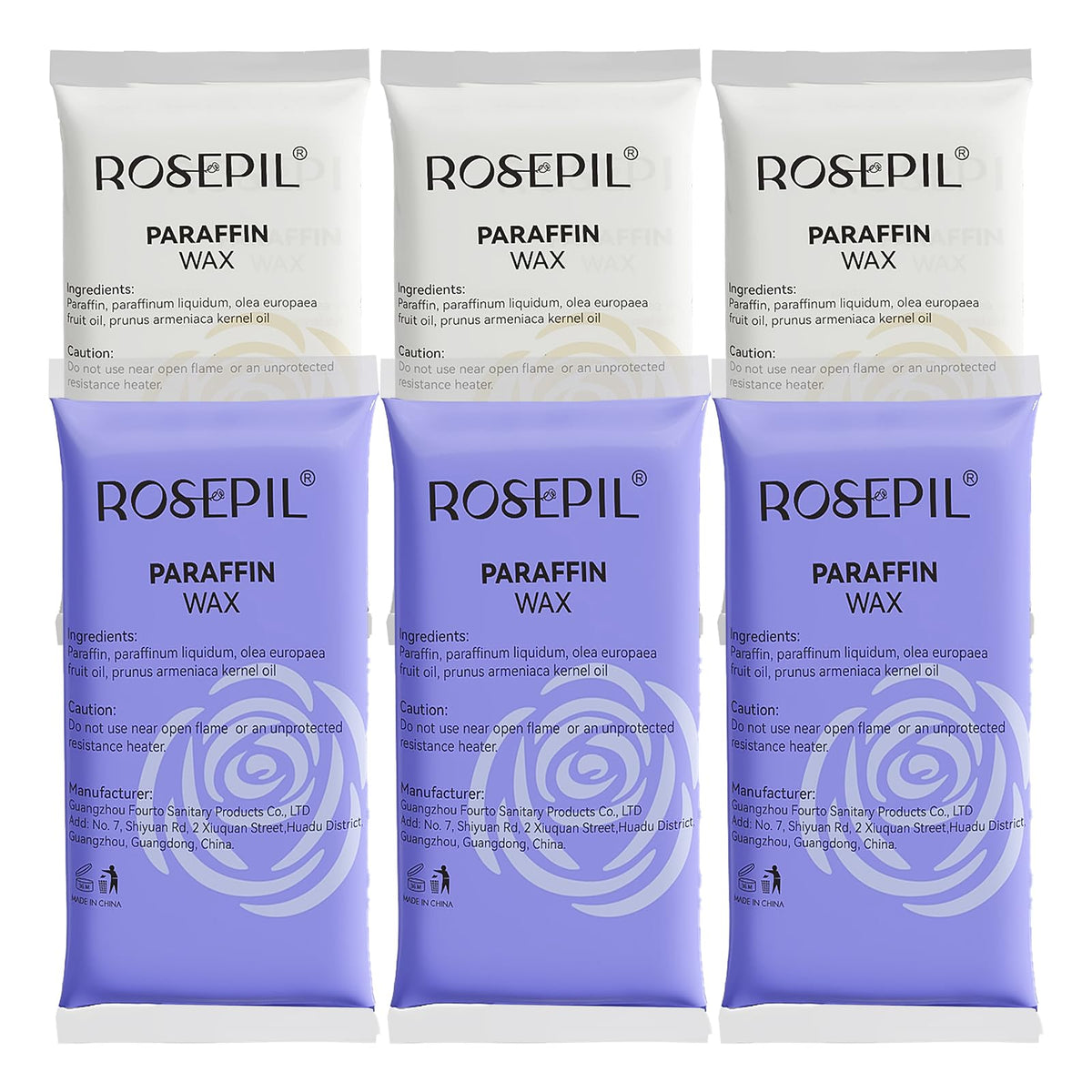 Rosepil unscented paraffin wax block for hands and feet, gentle care for dry skin routines.