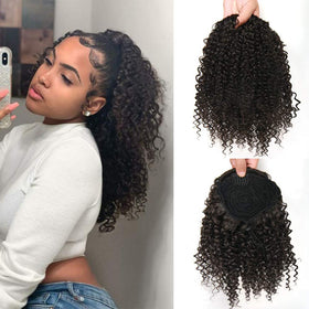 ROSESSEA short Afro kinky curly ponytail clip-in for quick daily styling