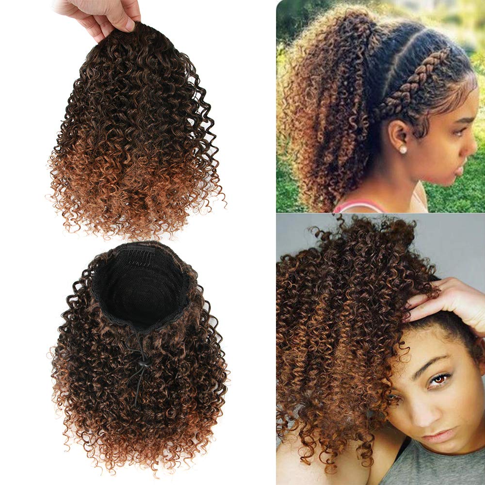 ROSESSEA short ponytail extension Afro kinky curly 1b-30 for natural-looking fullness.