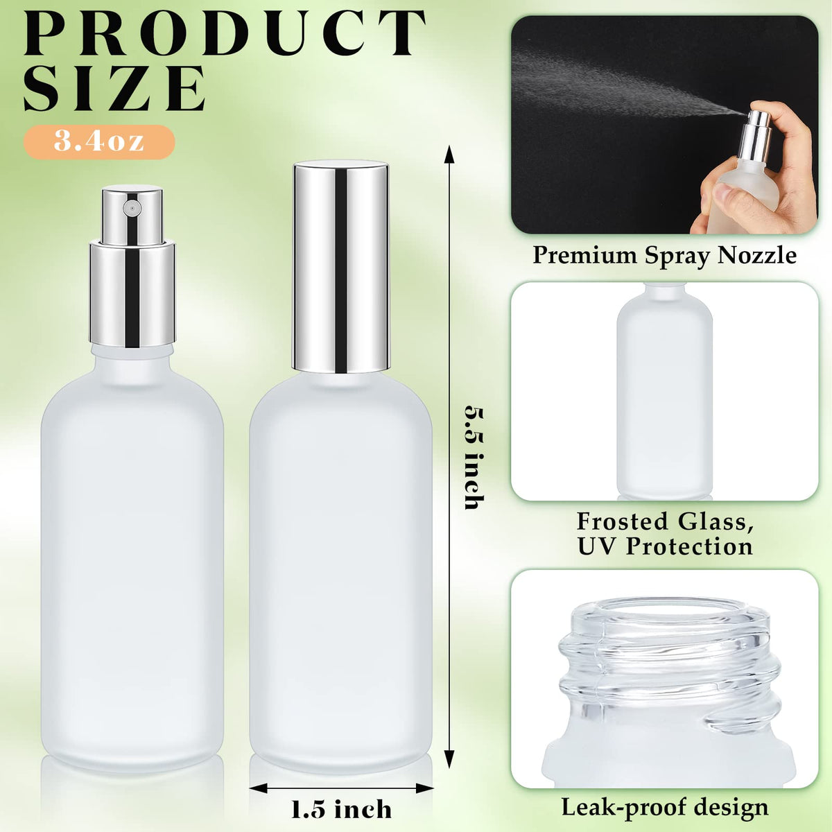 Roshtia 100 ml atomizer with fine mist sprayer for precise fragrance delivery