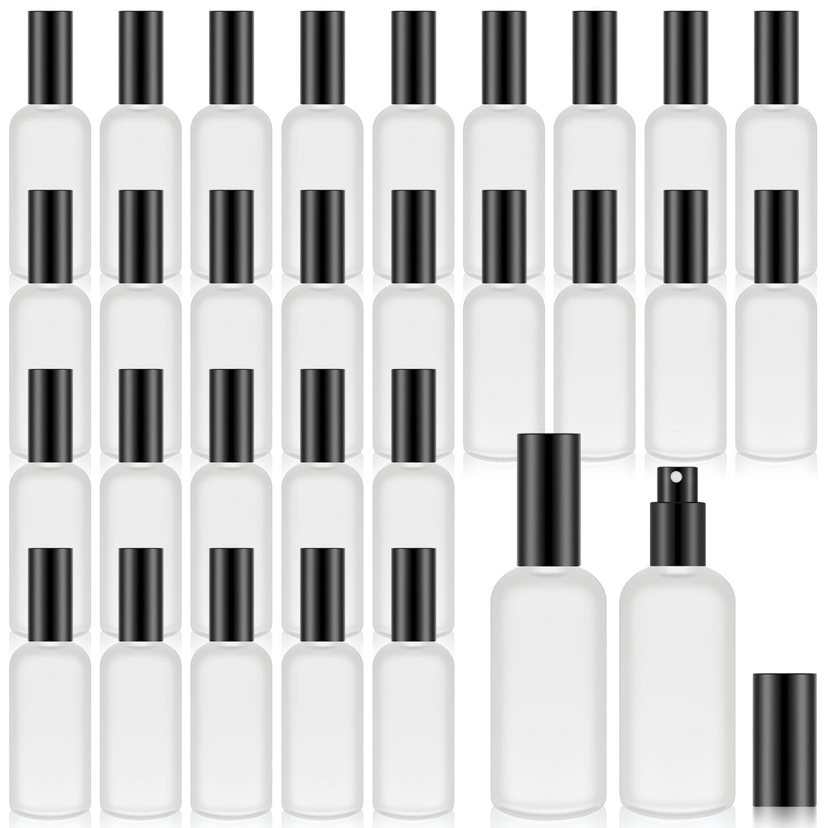 Roshtia 100ml black glass spray bottles set in package for easy refills