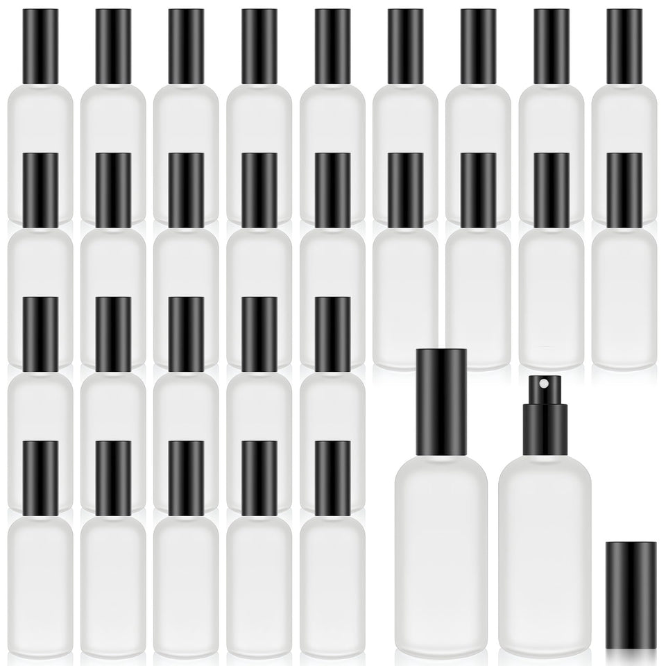 Roshtia 100ml black glass spray bottles set in package for easy refills