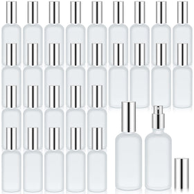 Roshtia silver glass spray bottle with frosted cap for elegant storage and travel
