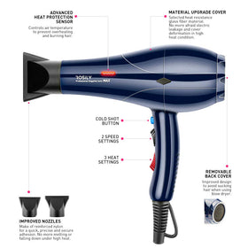 ROSiLY nozzle attachments included for precise drying and smoothing.