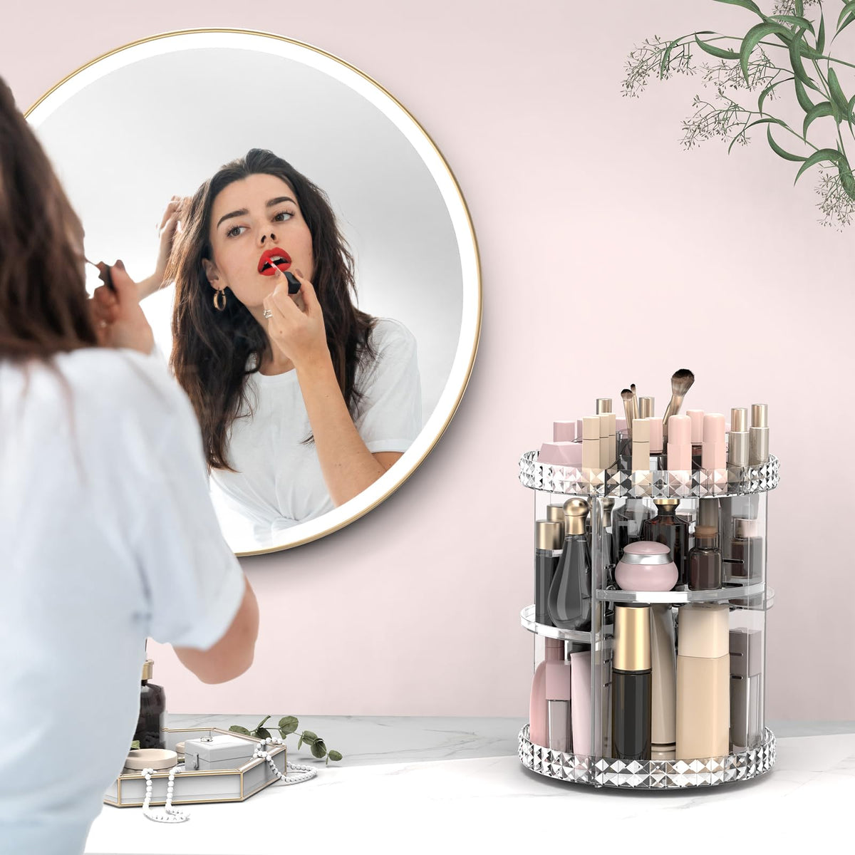 Rosoenvi large-capacity storage fits serums, toners, powders, and perfumes