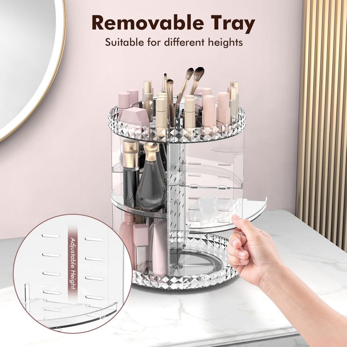 Rosoenvi makeup brush holder stores brushes upright for quick access