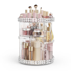 Rosoenvi rotating makeup organizer with 360° spin for quick access and clutter-free vanity