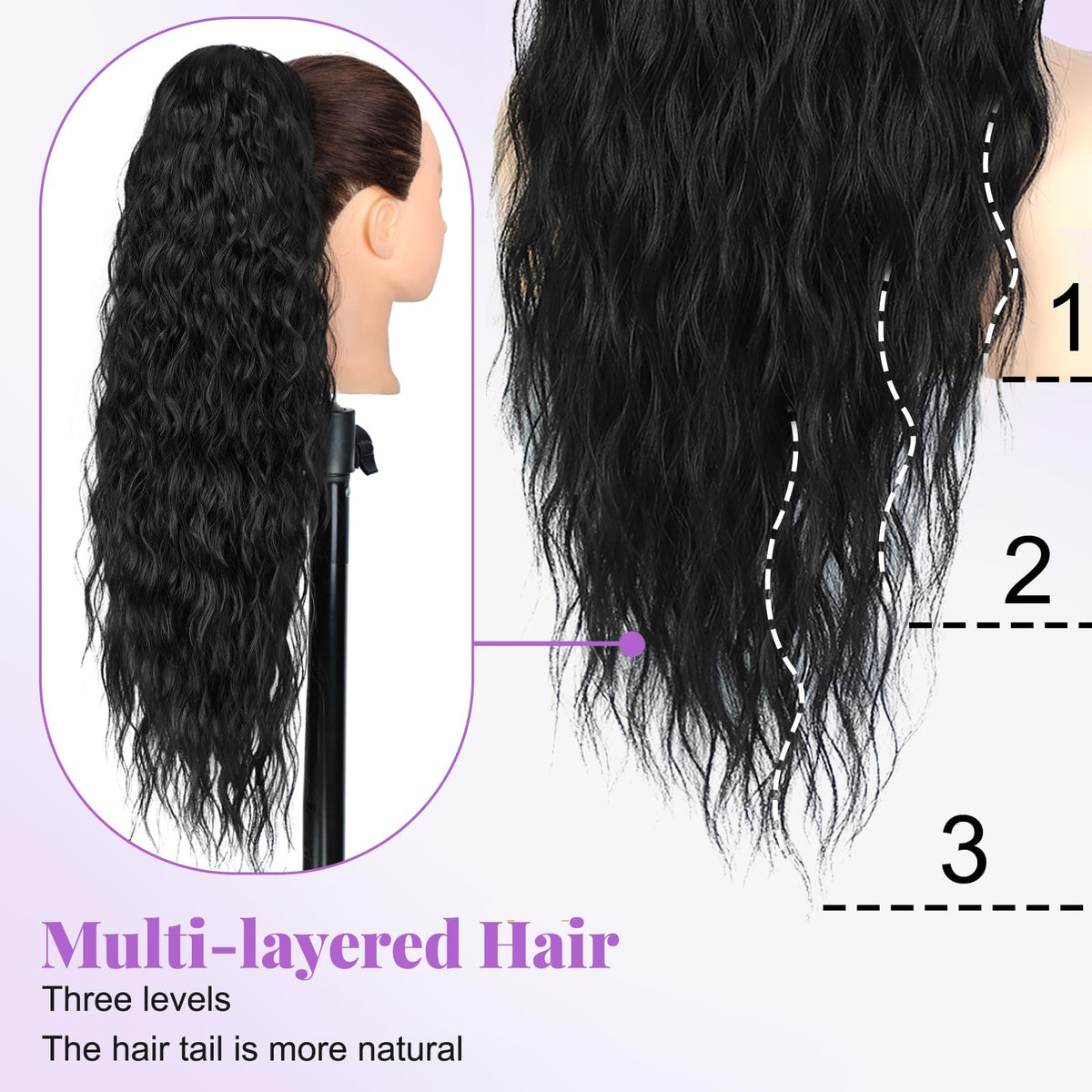 Rosooi black-women ponytail blend for natural look with existing hair