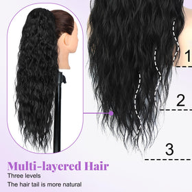 Rosooi black-women ponytail blend for natural look with existing hair