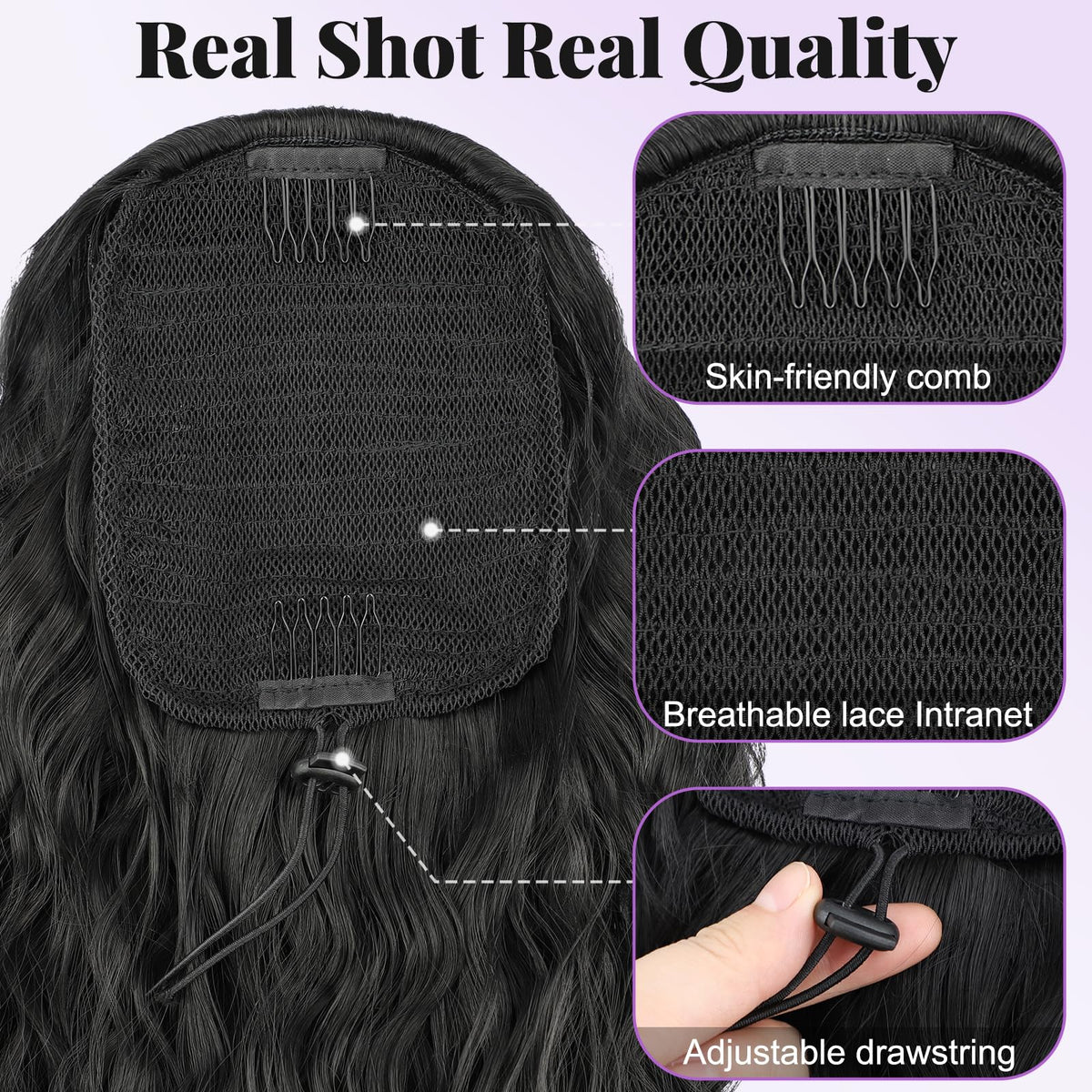 Rosooi easy-attachment ponytail demonstrates secure fit in seconds