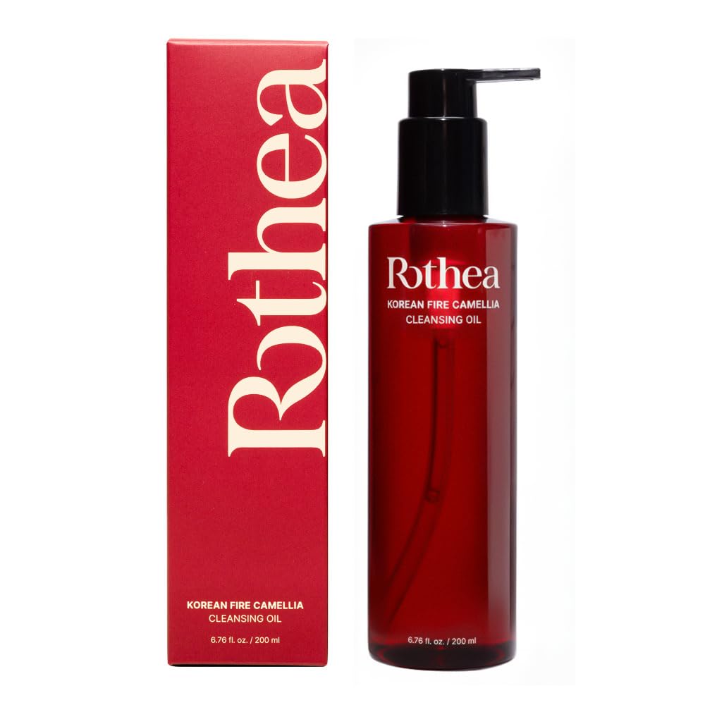 Rothea Korean Fire Camellia Cleansing Oil bottle for makeup removal and hydration.