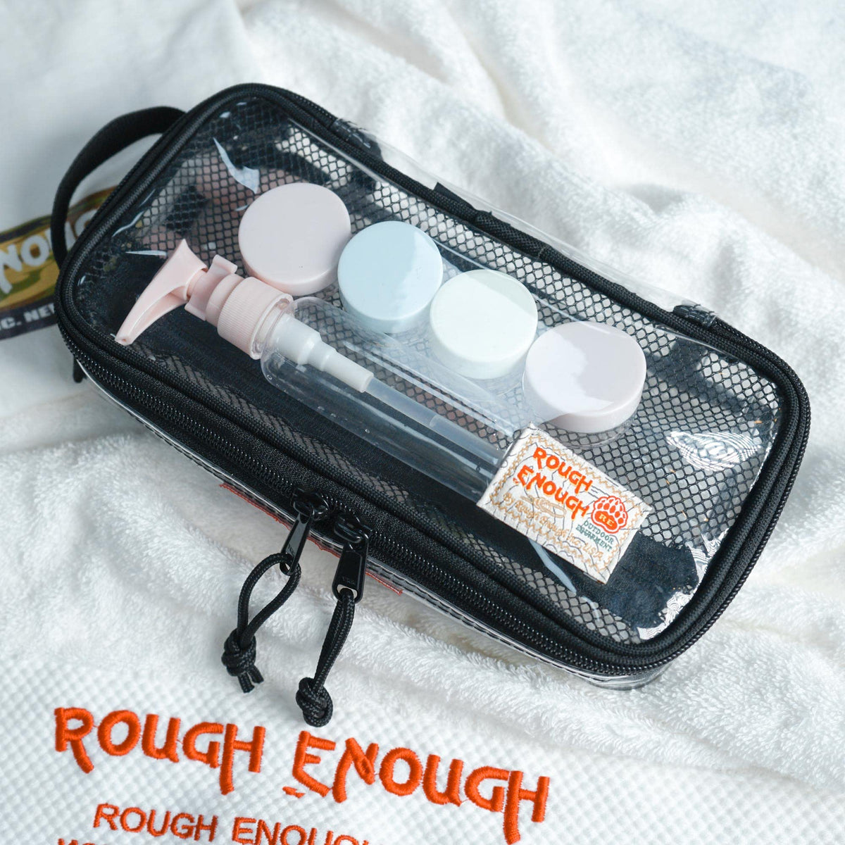 Rough Enough gift-ready clear bag, ideal for travel gifts