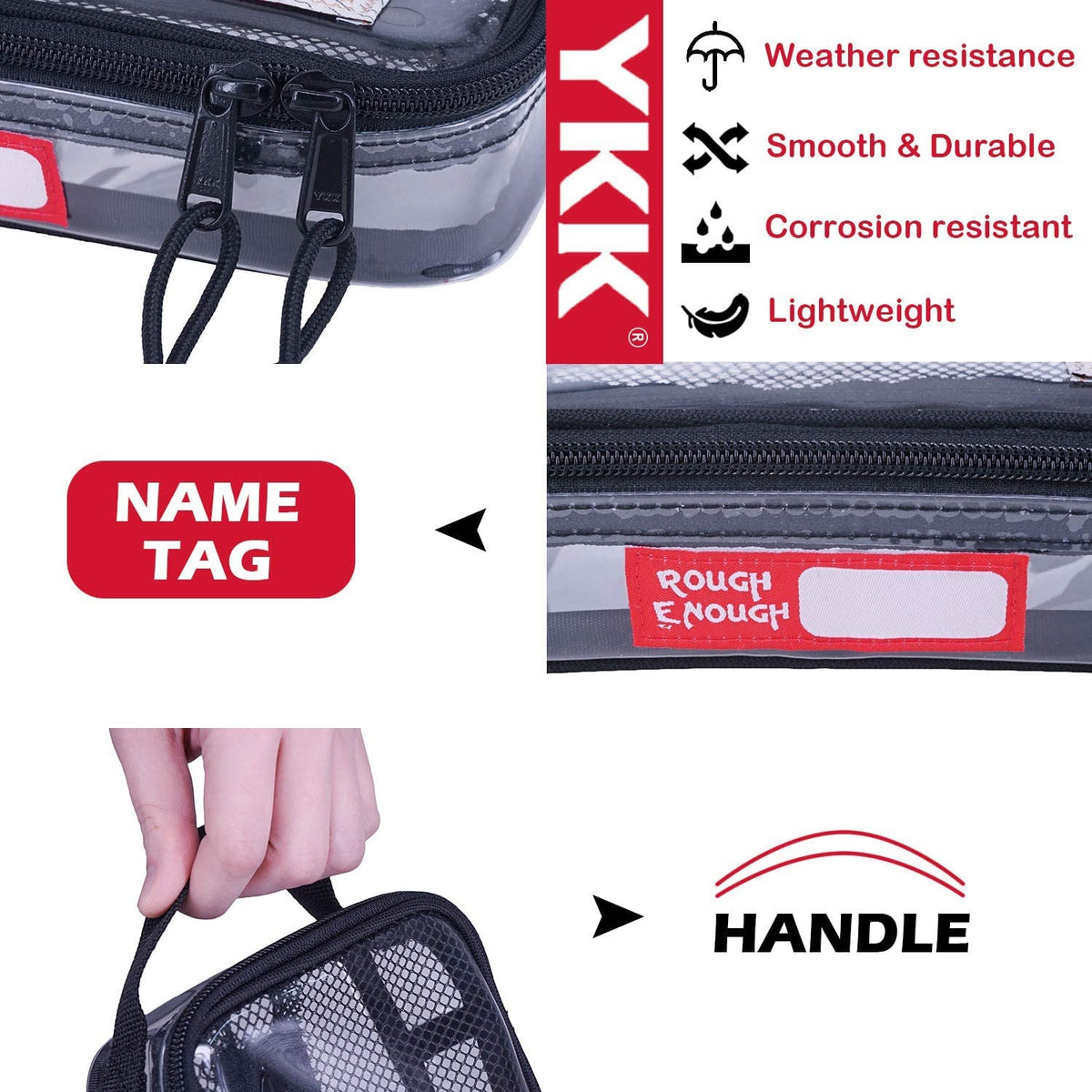 Rough Enough inner-mesh-pocket view, keeps small items neatly separated