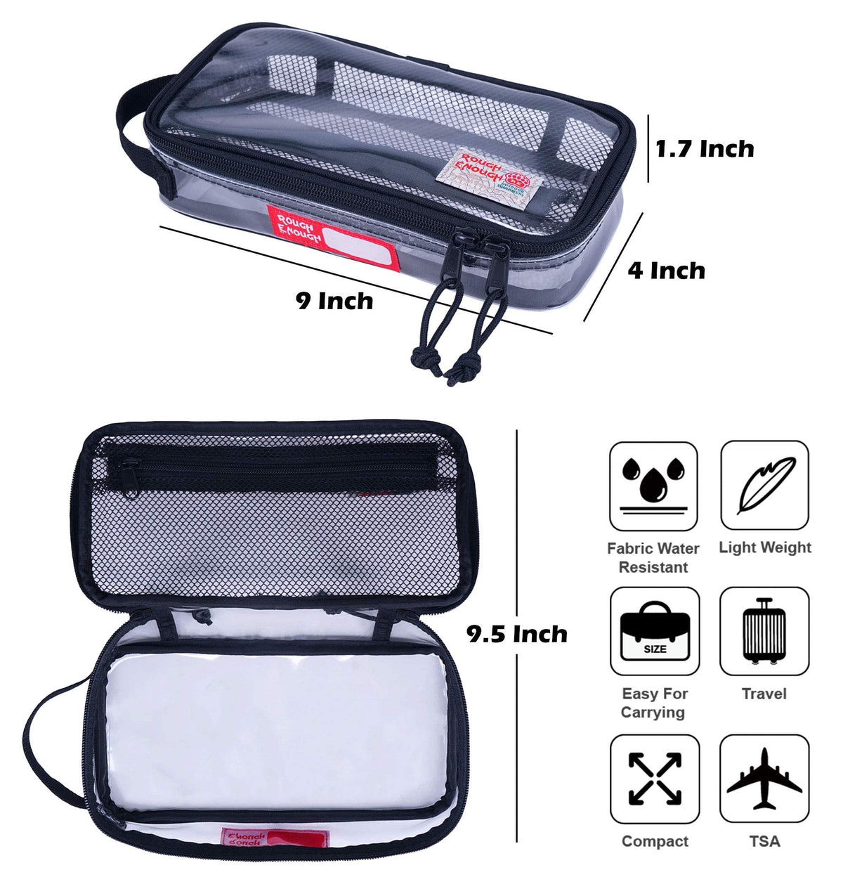 Rough Enough open-compartment shot, easily arrange brushes and cosmetics