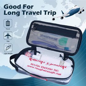 Rough Enough water-resistant clear pouch, quick wipe-down surface