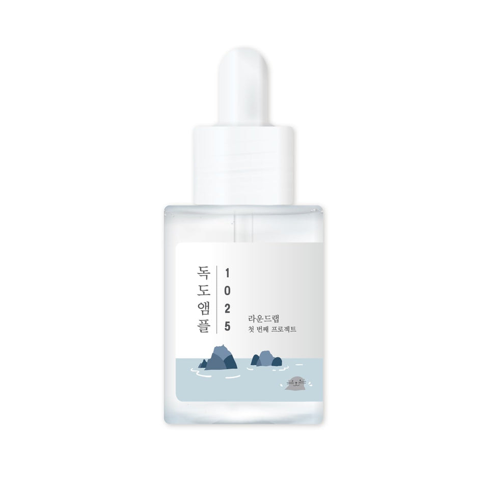 ROUND LAB 1025 Dokdo Ampule bottle close-up for hydration.