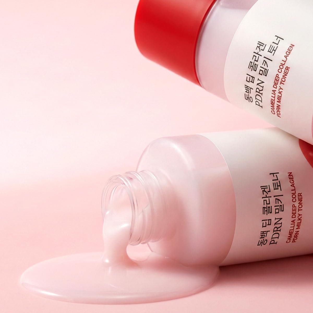 ROUND LAB Camellia Collagen PDRN Milky Toner texture swirl showing creamy fast-absorbing formula.