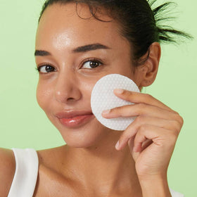 ROUND LAB Pine Calming Cica Pad pads applied to a clean face for calming care