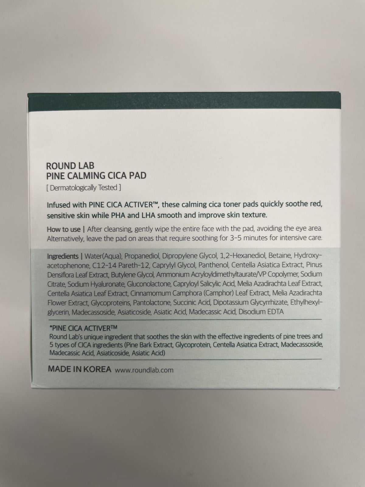 ROUND LAB Pine Calming Cica Pad soothing after environmental stress