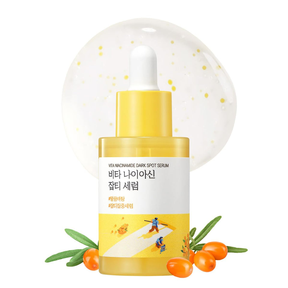 ROUND LAB Vita Niacinamide Serum bottle front showing brightening potential for even tone