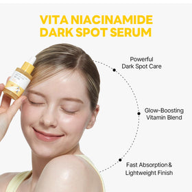 ROUND LAB Vita Niacinamide Serum on skin shows fast-absorb, lightweight finish