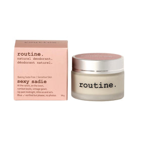 Routine deodorant glass jar packaging emphasizing eco-friendly, refillable container