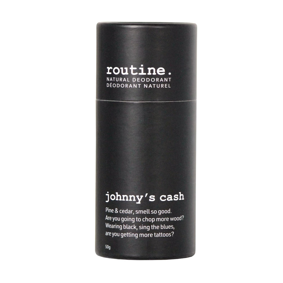 Routine Johnny's Cash Deo Stick woodsy cedar scent for everyday freshness and odor control.