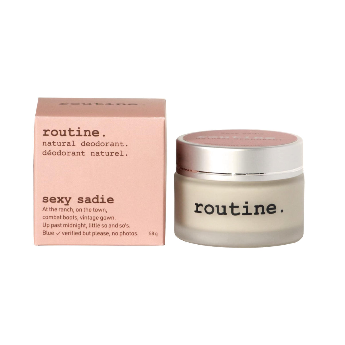 Routine reusable glass jar packaging highlights eco-friendly, refillable design for less waste.