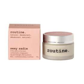 Routine reusable glass jar packaging highlights eco-friendly, refillable design for less waste.