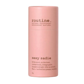 Routine Sexy Sadie deodorant stick front view showing aluminum-free formula for odor control.