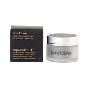 Routine Superstar ingredients tonka sage cardamom rosalina highlight a warm, inviting scent.