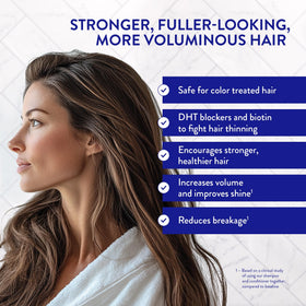 Routine Wellness shampoo bottle closeup showing color-safe care for dyed hair.