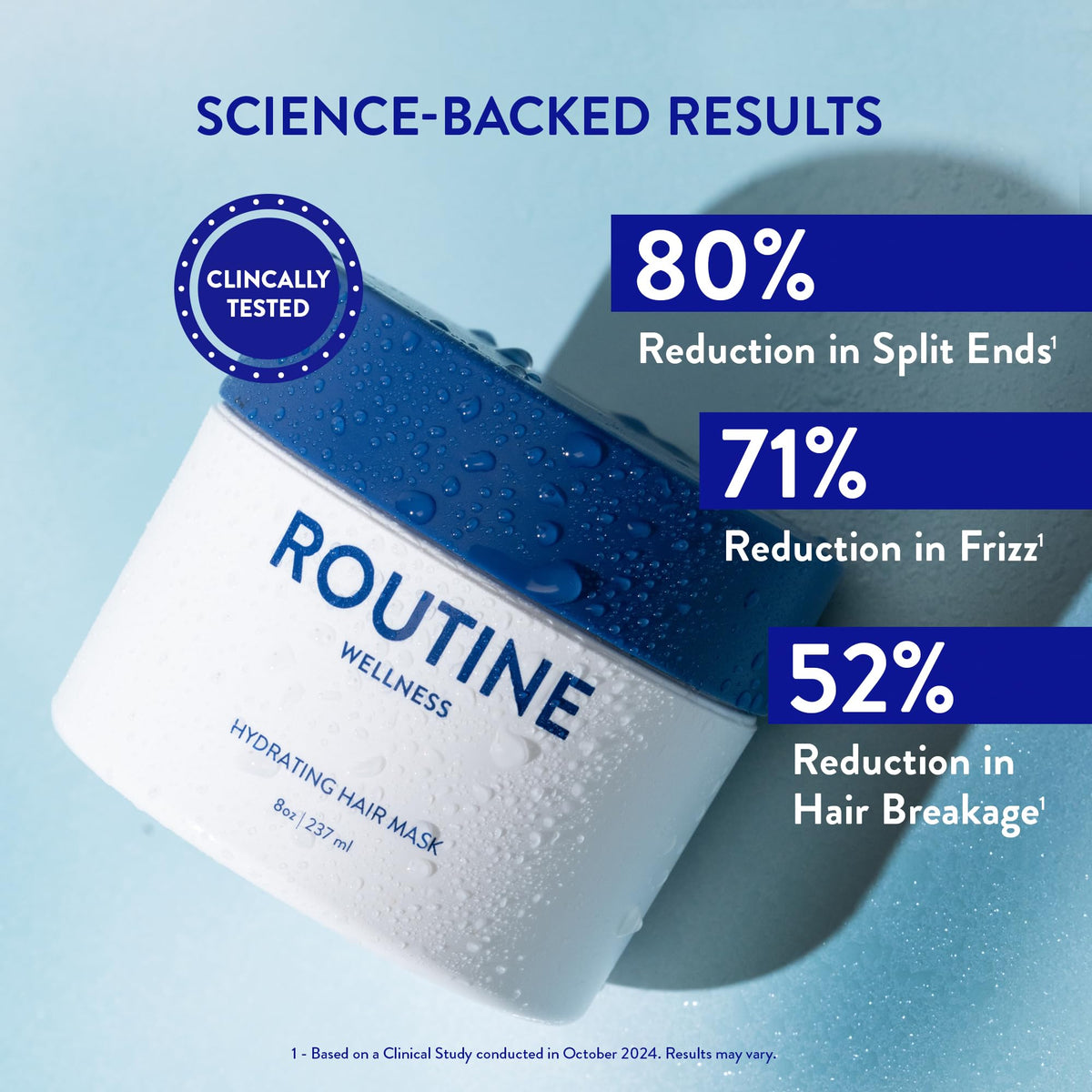 Routine Wellness Deep Conditioning Hair Mask label close-up highlights biotin and rosemary for nourishment.
