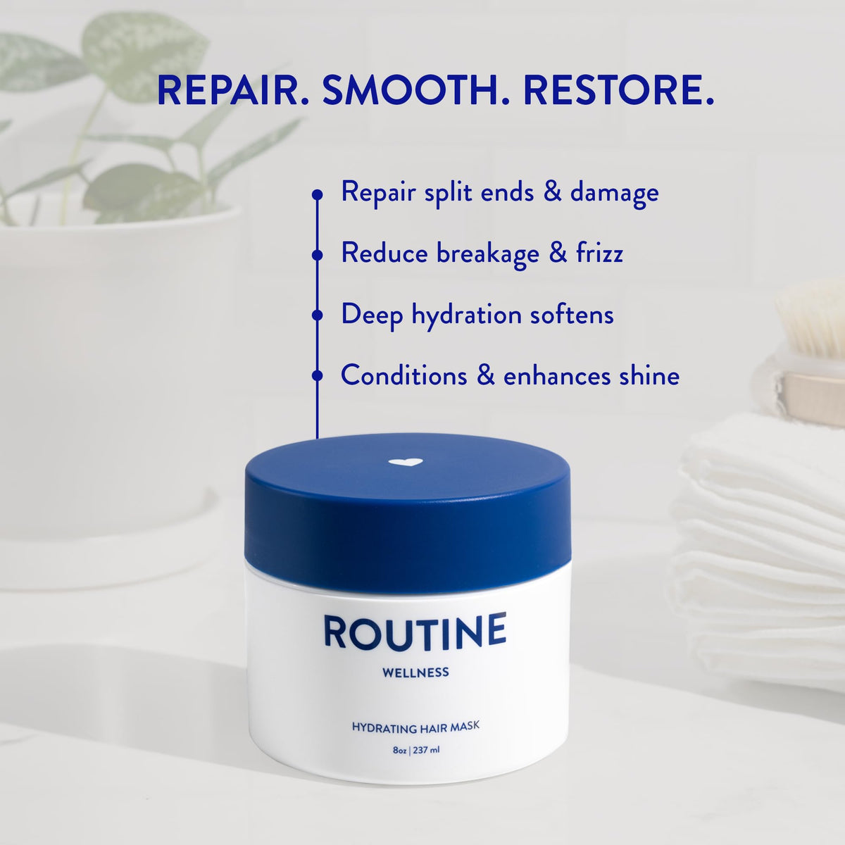 Applying Routine Wellness mask during a pampering hair care ritual scene.