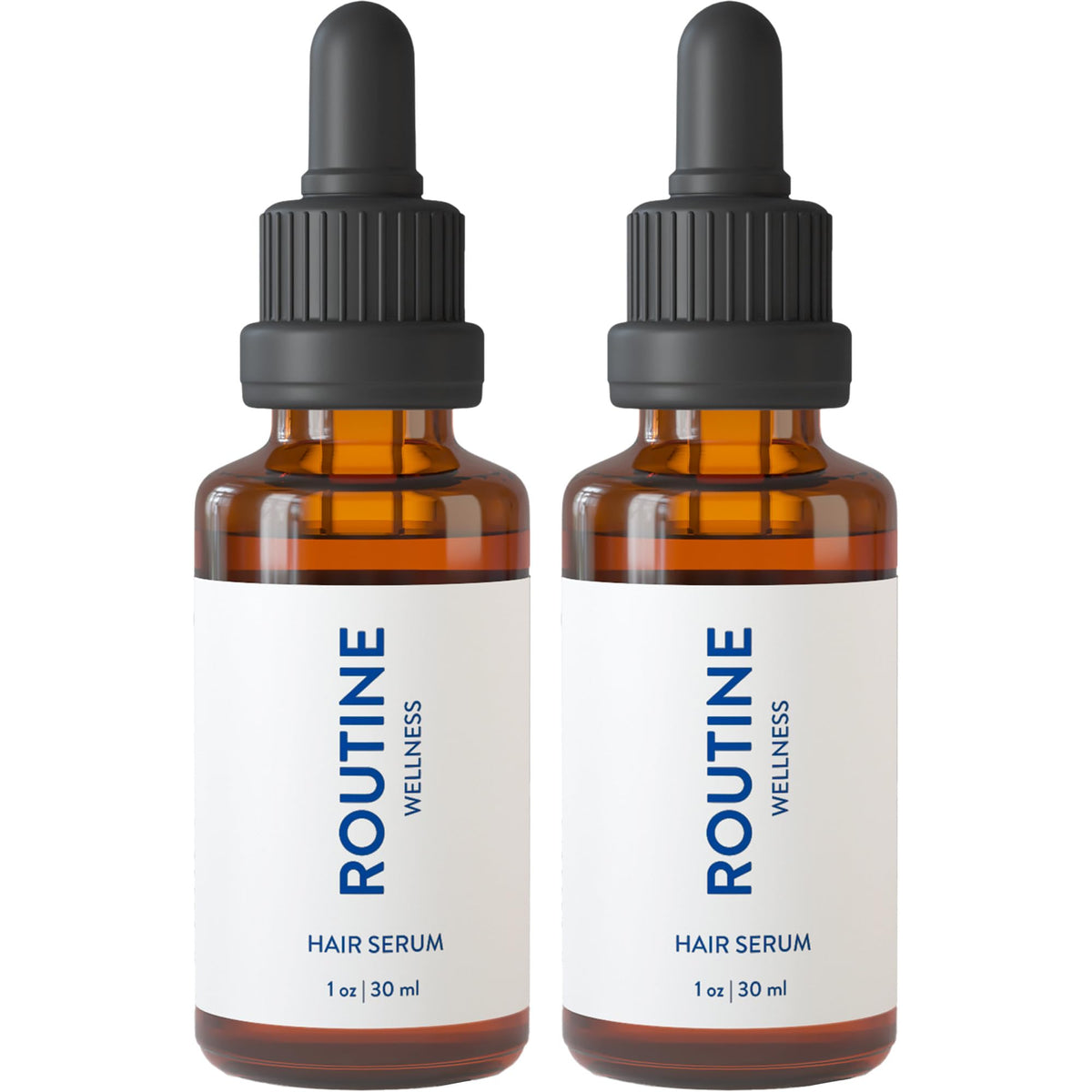 Routine Wellness hair serum bottle with dropper for thinning hair nourishment and shine.